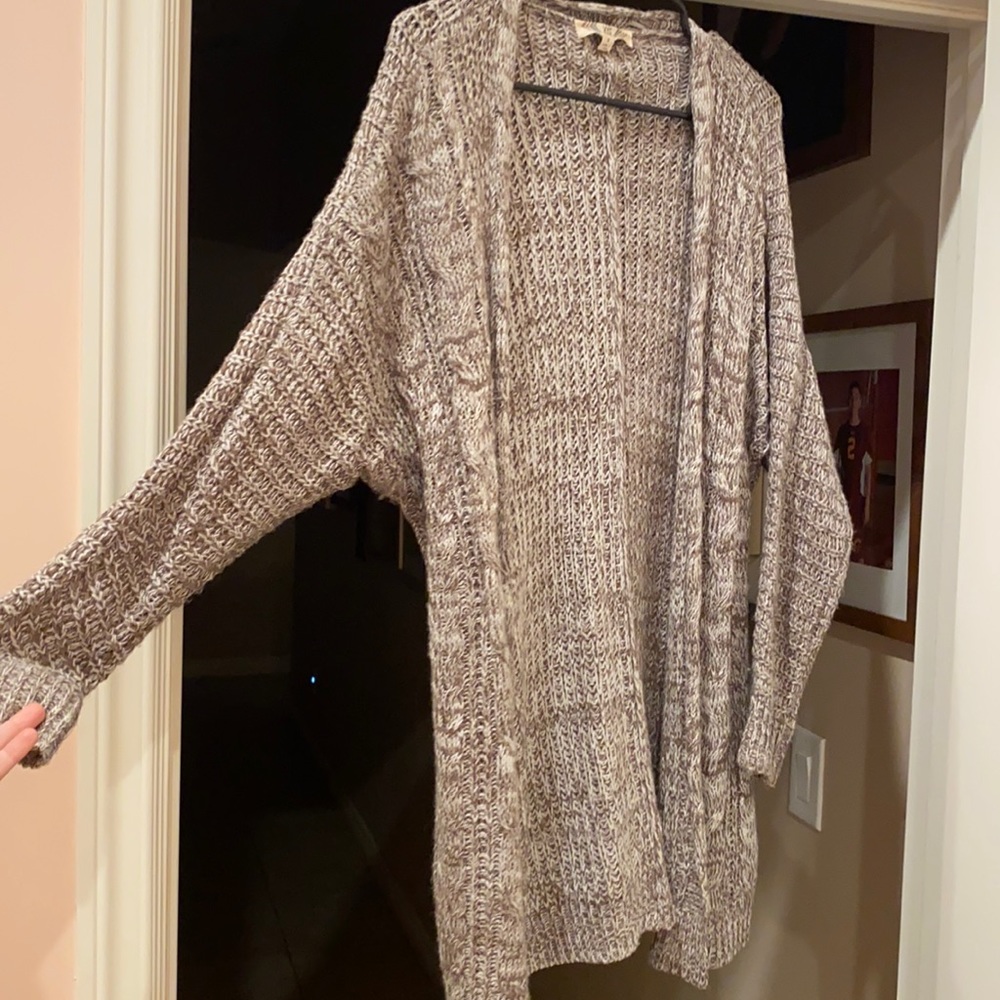 Brown white cardigan, size S